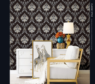 wallpaper untuk ruang tamu batik warna hitam